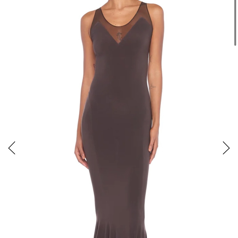 Norma Kamali Brown Mesh Dress